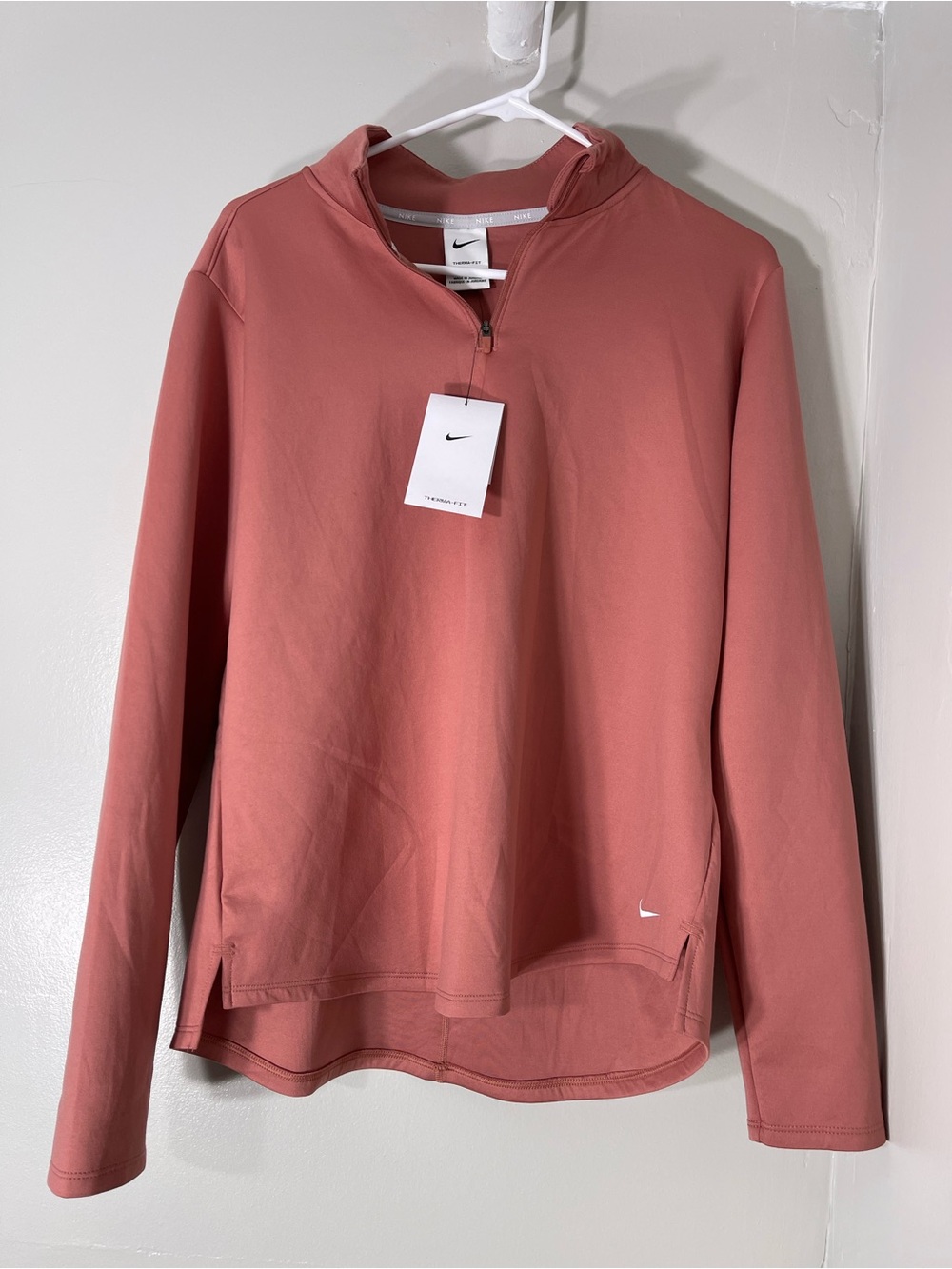 Nike Women's Rose Coral Quarter-Zip Turtleneck Pullover